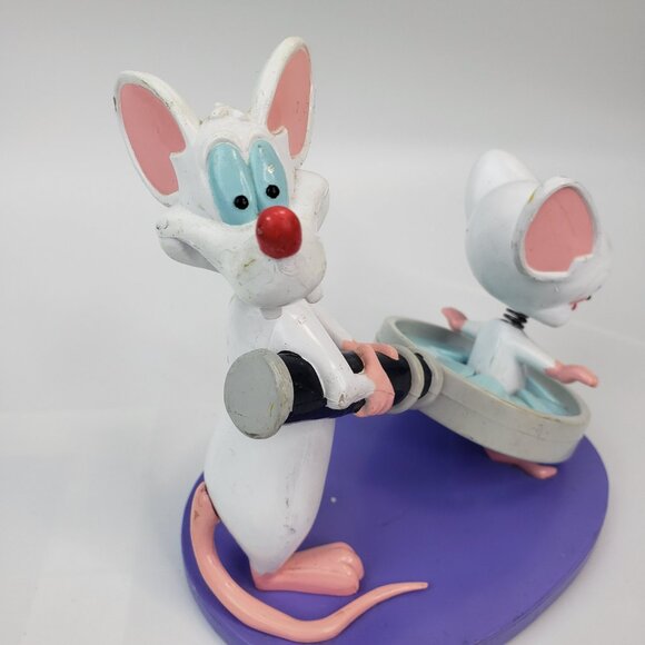 VTG Warner Bros 1998 Pinky & The Brain Double Nodder Resin Figurines Bobble Head - Picture 9 of 11